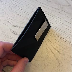 Burberry Charcoal Stripe and Leather Money Clip Card Case